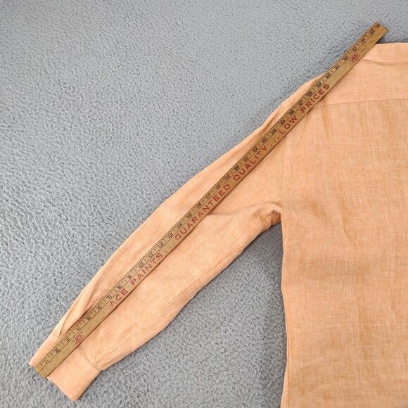 Murano Shirt Men Large Orange Baird McNutt Linen Apricot Peach Slim Fit Long Slv - Picture 10 of 16